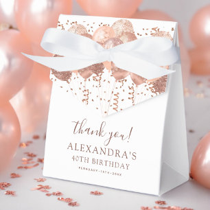 Rose Gold Balloons Thank You 40th Birthday Party  Favor Box