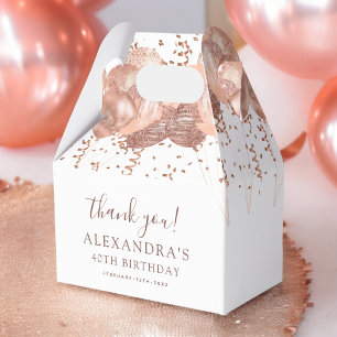 Rose Gold Balloons Thank You 40th Birthday Party  Favor Box