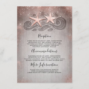 Rose Gold Beach Wedding Details Information Enclosure Card