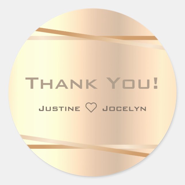 Rose Gold Beige Gradient Simple Ombre Thank You Classic Round Sticker (Front)