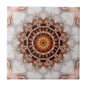 Rose Gold Bird Feather Geometric Pattern Tile