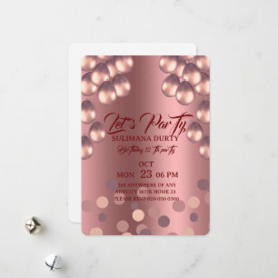 Rose Gold Birthday Invitation Template: Let's Part