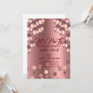 Rose Gold Birthday Invitation Template: Let's Part
