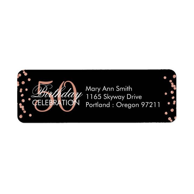 Rose Gold Black 50th Birthday Glitter Confetti (Front)
