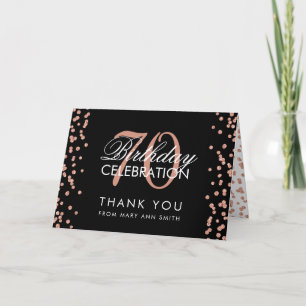 Rose Gold Black 70e anniversaire Merci Confetti