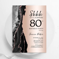 Rose Gold Black Agate Surprise 80th Birthday