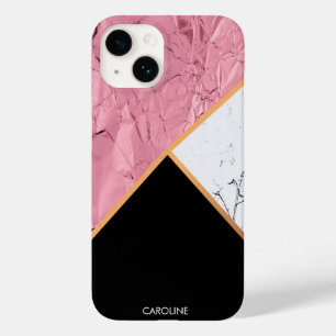 Rose Gold Black and White Marble Pattern Case-Mate iPhone 14 Case