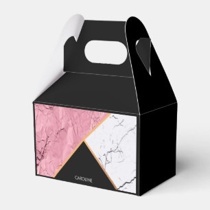 Rose Gold Black and White Marble Pattern Favor Box