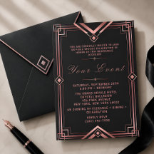 Rose Gold & Black Art Deco Gala Celebration