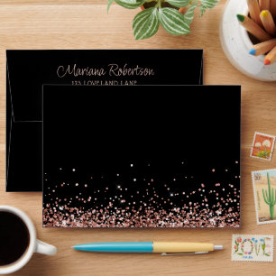  Rose Gold Black Birthday Party Envelope