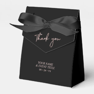 Rose gold Black Brush Script Party Thank you Favou Favor Box