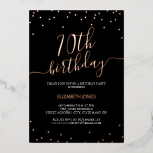 Rose Gold Black Calligraphy Confetti 70th Birthday