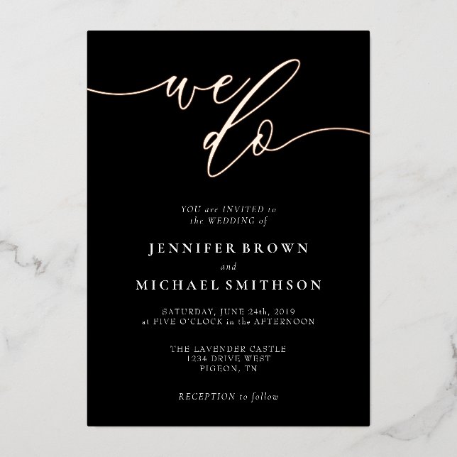 Rose Gold Black Calligraphy Signature Wedding (Front)