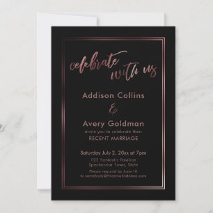 Rose Gold & Black Celebrate with Us Typography Invitation