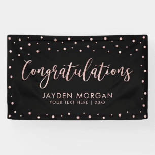 Rose Gold & Black   Congratulations Graduation Banner