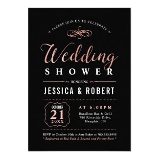 Rose Gold & Black | Elegant Couples Wedding Shower Invitation