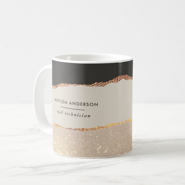 Rose gold black elegant modern girly price QR code Coffee Mug (Front Left)