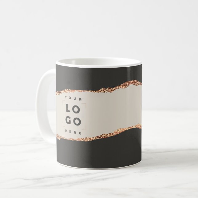 Rose gold black elegant modern girly price QR code Coffee Mug (Front Left)