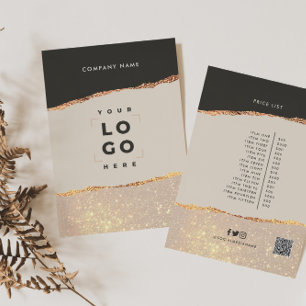 Rose gold black elegant modern girly price QR code Invitation