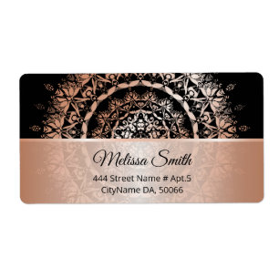 Rose Gold Black Floral Modern Mandala