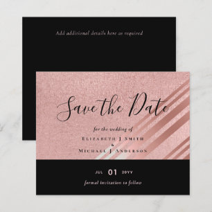 Rose Gold Black Glitter Look WEDDING SAVE DATE