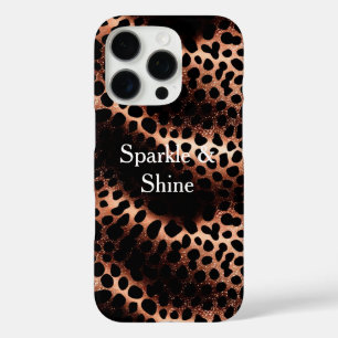 Rose Gold Black Leopard Print iPhone 16 Pro Case