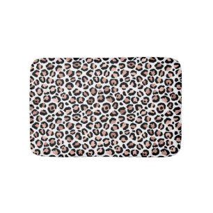 Rose Gold Black Leopard print cheetah trendy Bath Mat