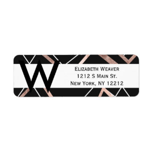 Rose Gold Black Linear Triangle Abstract Pattern