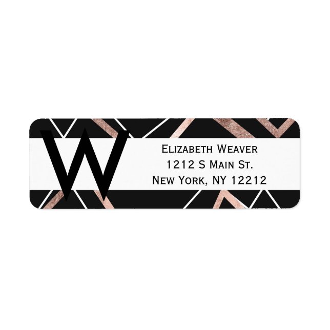 Rose Gold Black Linear Triangle Abstract Pattern (Front)