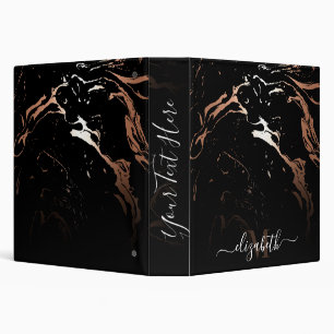 Rose Gold Black Marble Binder