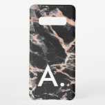 Rose Gold & Black Marble Monogram Custom Initial Samsung Galaxy Case<br><div class="desc">Personalize by adding your own initial.</div>