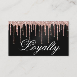 Rose Gold Black Metallic Glitter Drips Loyalty Card