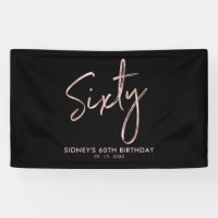 Rose Gold & Black Modern 60th Birthday Party