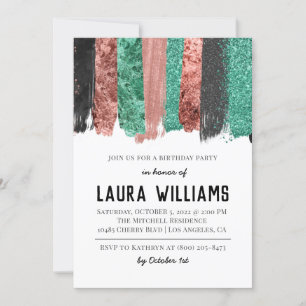 Rose Gold & Black Tape Anniversaire Invitation
