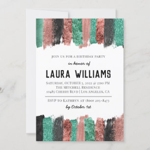 Rose Gold & Black Tape Anniversaire Invitation