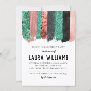 Rose Gold & Black Tape Anniversaire Invitation