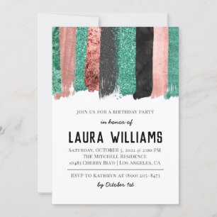 Rose Gold & Black Tape Anniversaire Invitation