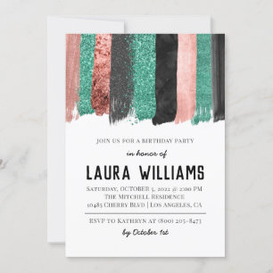 Rose Gold & Black Tape Anniversaire Invitation