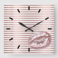 Rose Gold Black White Kiss Lips Stripes Lines