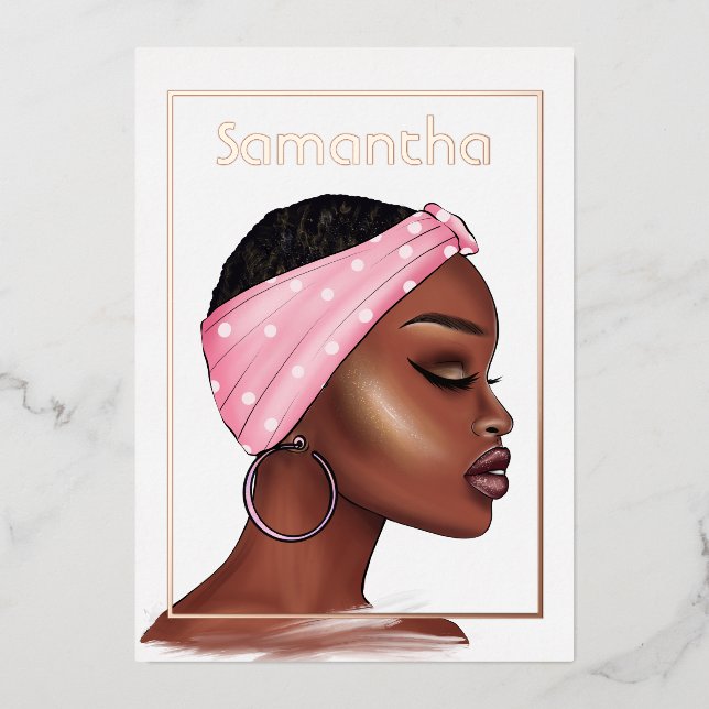 Rose Gold Black Woman Birthday Party (Front)