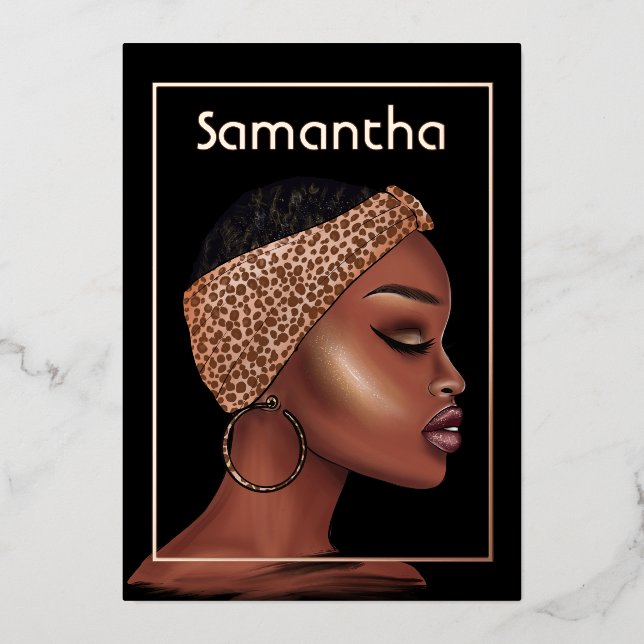 Rose Gold Black Woman Birthday Party (Front)