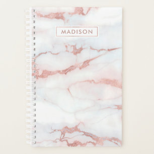 Rose Gold Blanc Marbre Personnalisé Nom Sur Mesure