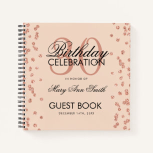 Rose Gold Blush 30th Birthday Guestbook Confetti Notebook