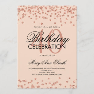 Rose Gold Blush 40th Birthday Glitter Confetti Invitation