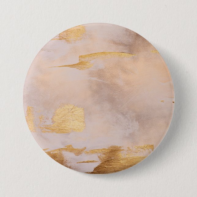 Rose Gold Blush and Gold Texture 3 Inch Round Button (Front)