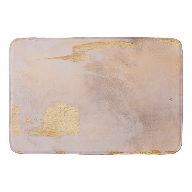 Rose Gold Blush and Gold Texture Bath Mat (Front)
