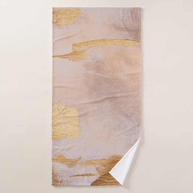 Rose Gold Blush and Gold Texture Bath Towel Set (Bath Towel)