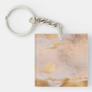 Rose Gold Blush and Gold Texture Keychain
