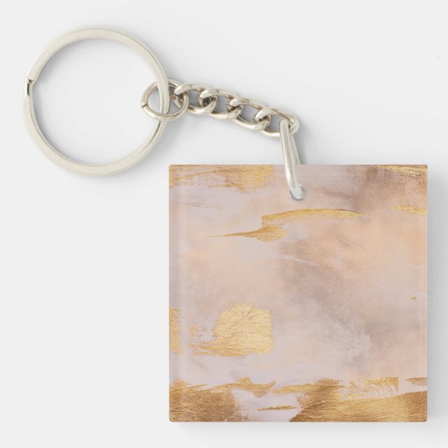 Rose Gold Blush and Gold Texture Keychain (Front)