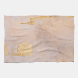 Rose Gold Blush and Gold Texture Kitchen Towel